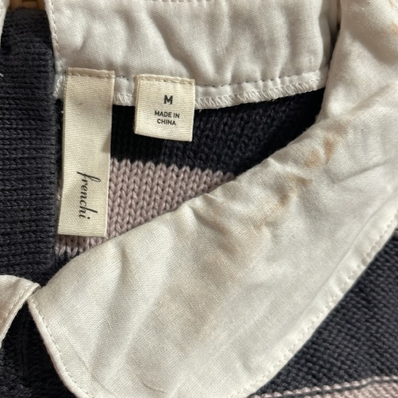 Frenchi sweater with collar. Striped with light pink - Picture 6 of 7